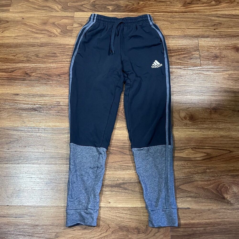 Adidas Joggers Blue Drawstring Cotton Sweatpants Polyester Men's Size XS